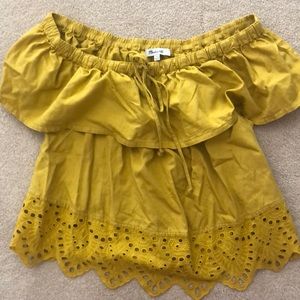 Madewell Burnt Yellow off the shoulder top